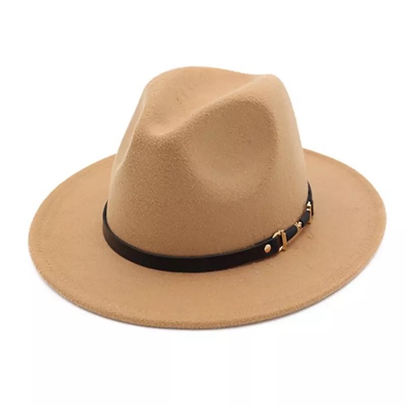 Fedora Wide Remove Trim Firm Brim Vegan Wool Hat - Picture 12 of 14